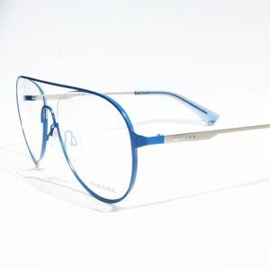 NEW DIESEL DL5322 091 56-15-145 BLUE METAL AVIATOR SHIELD EYEGLASSES